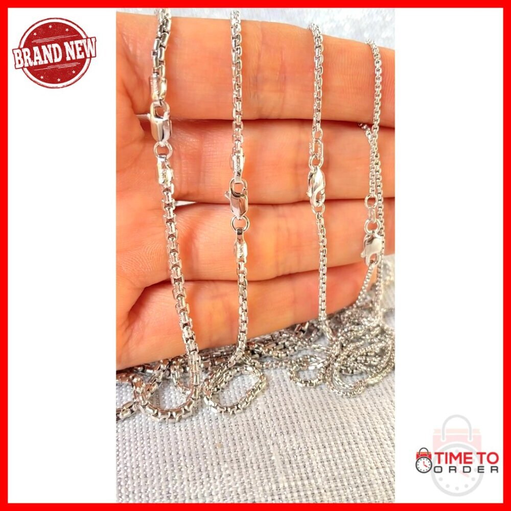 14K Gold Round Box Chain Necklace, Lobster Clasp, 1.3mm-3.4mm, 16-24 Inch - Picture 7 of 7